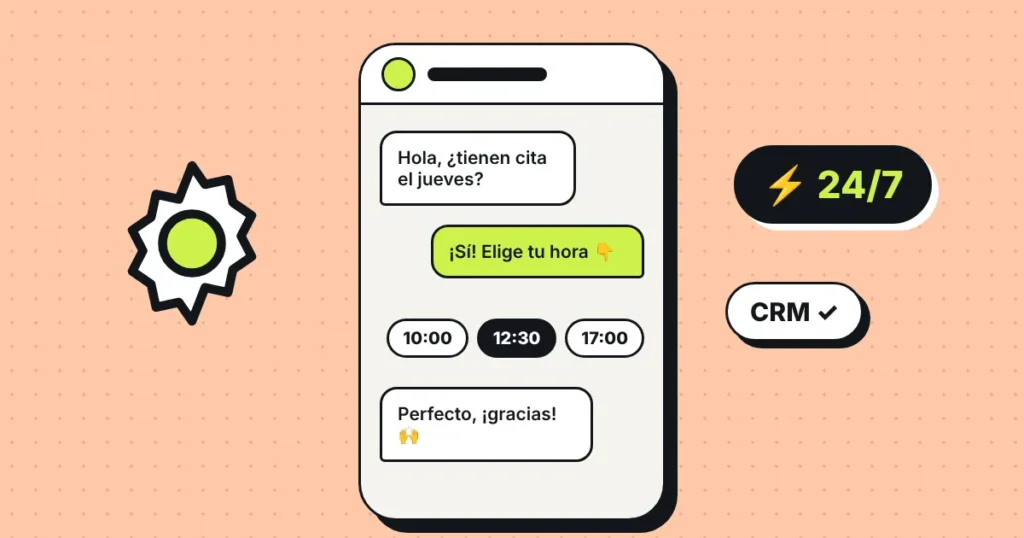 Ilustración de un chat de WhatsApp automatizado