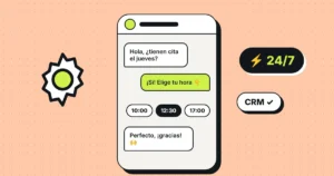Ilustración de un chat de WhatsApp automatizado