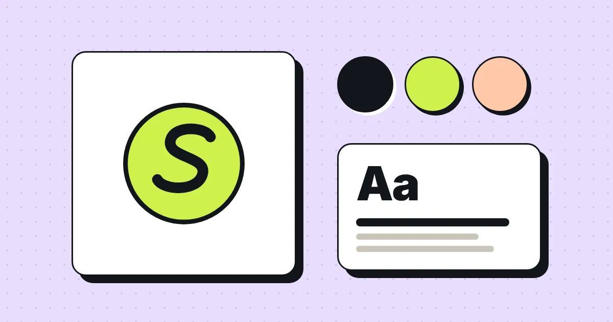 Ilustración de un logo, colores y tipografía de marca